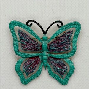 Vintage Signed JJ Butterfly Brooch, Colorful Enamel 1970s 1980s Collectible Pin